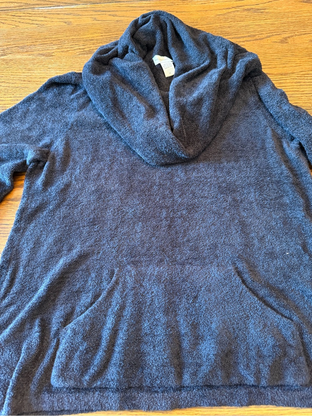 Soft Surroundings Plush Cowl Neck Tunic Sweater XL Black Cozy Lounge Pullover